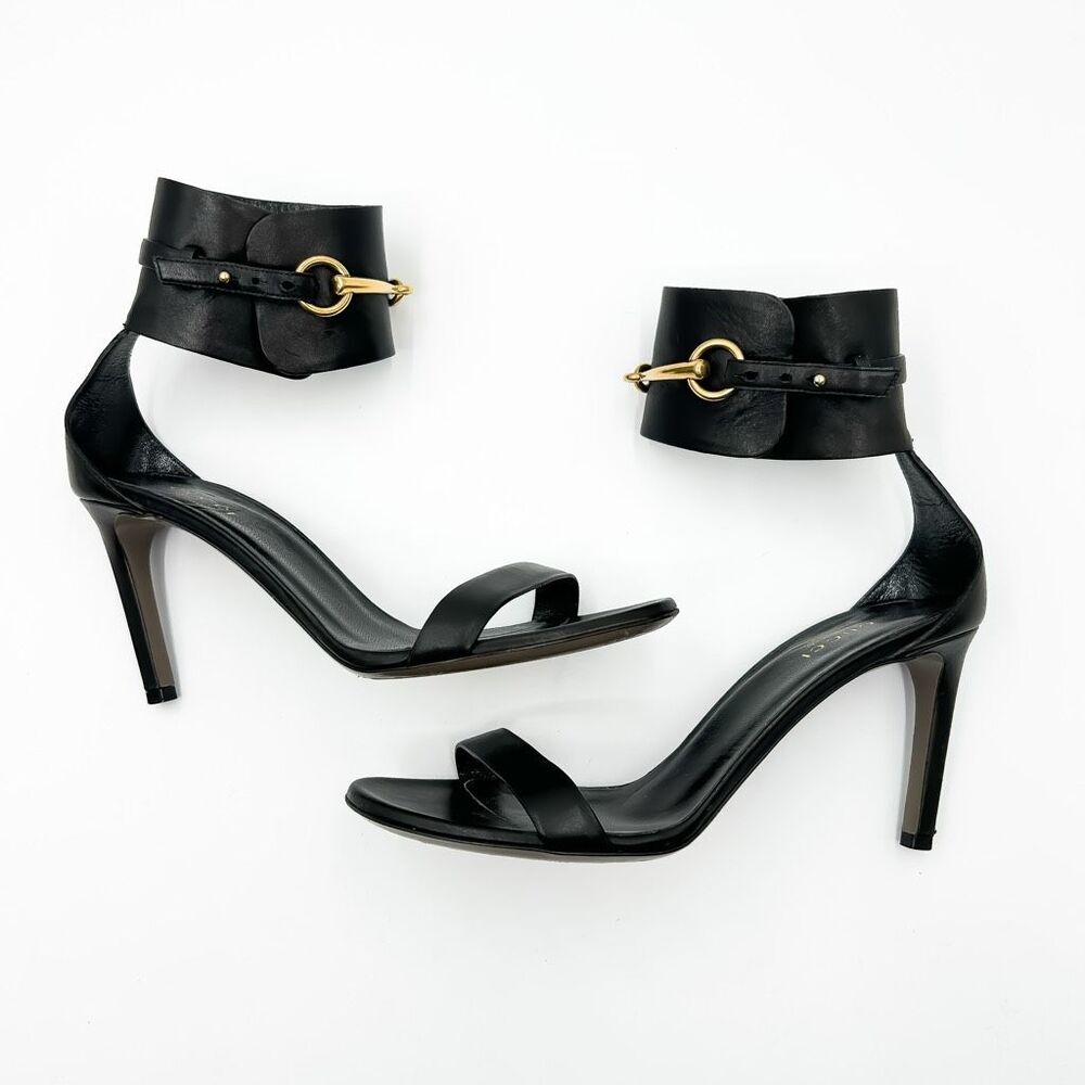 Gucci Heels Horsebit Black Leather Ursula Sandals 38, 8 - Picture 7 of 14